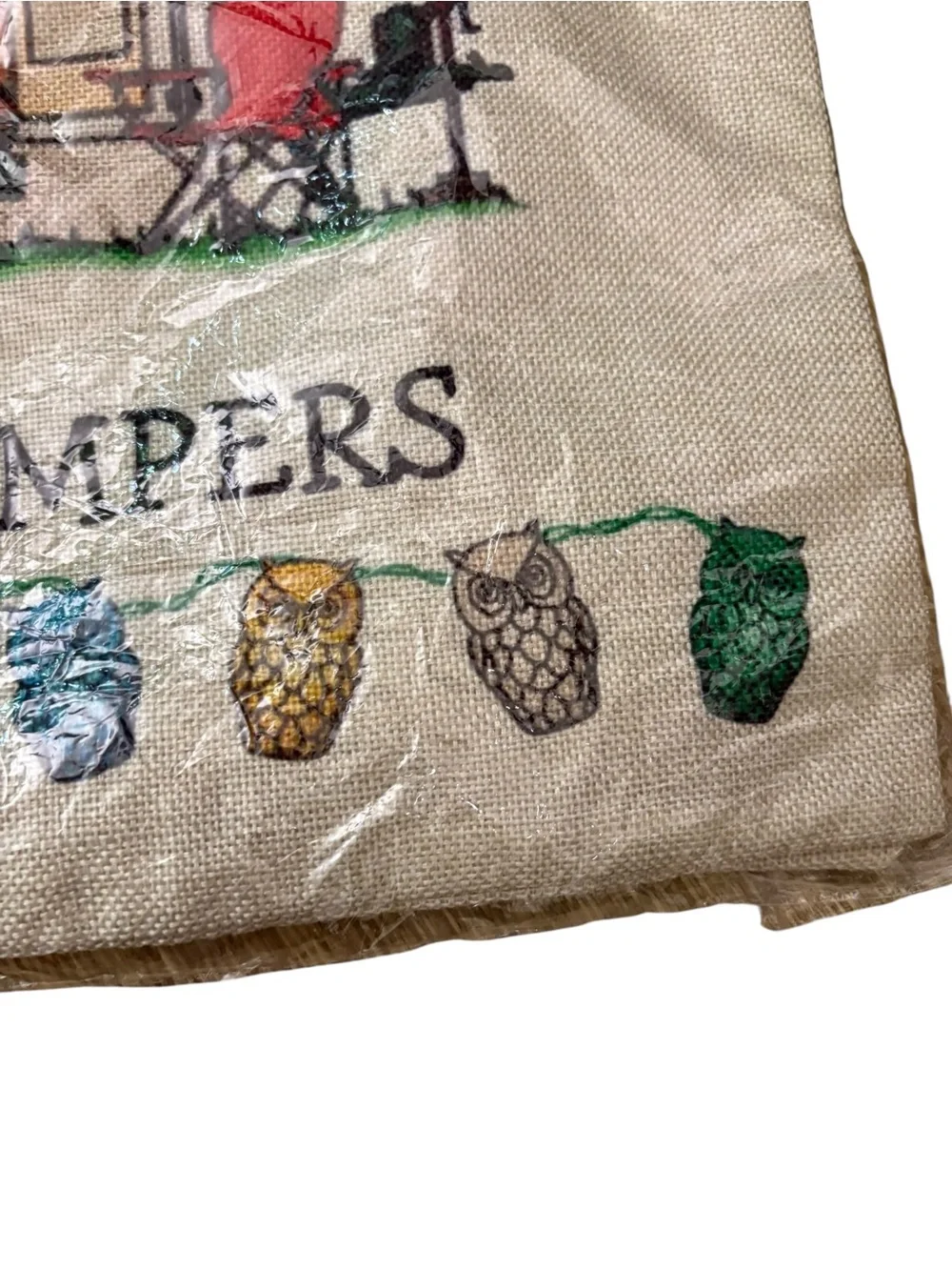 Happy Campers Decorative Throw Pillow - Beige Camper Design